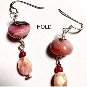 COPY - HOLD  Pink Opal earrings Rhodonite. Color variations. No heat treat.